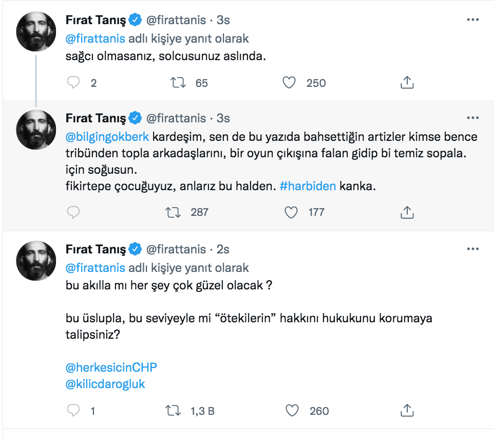 firat tanis tan bilgin gokberk e yazi tepkisi